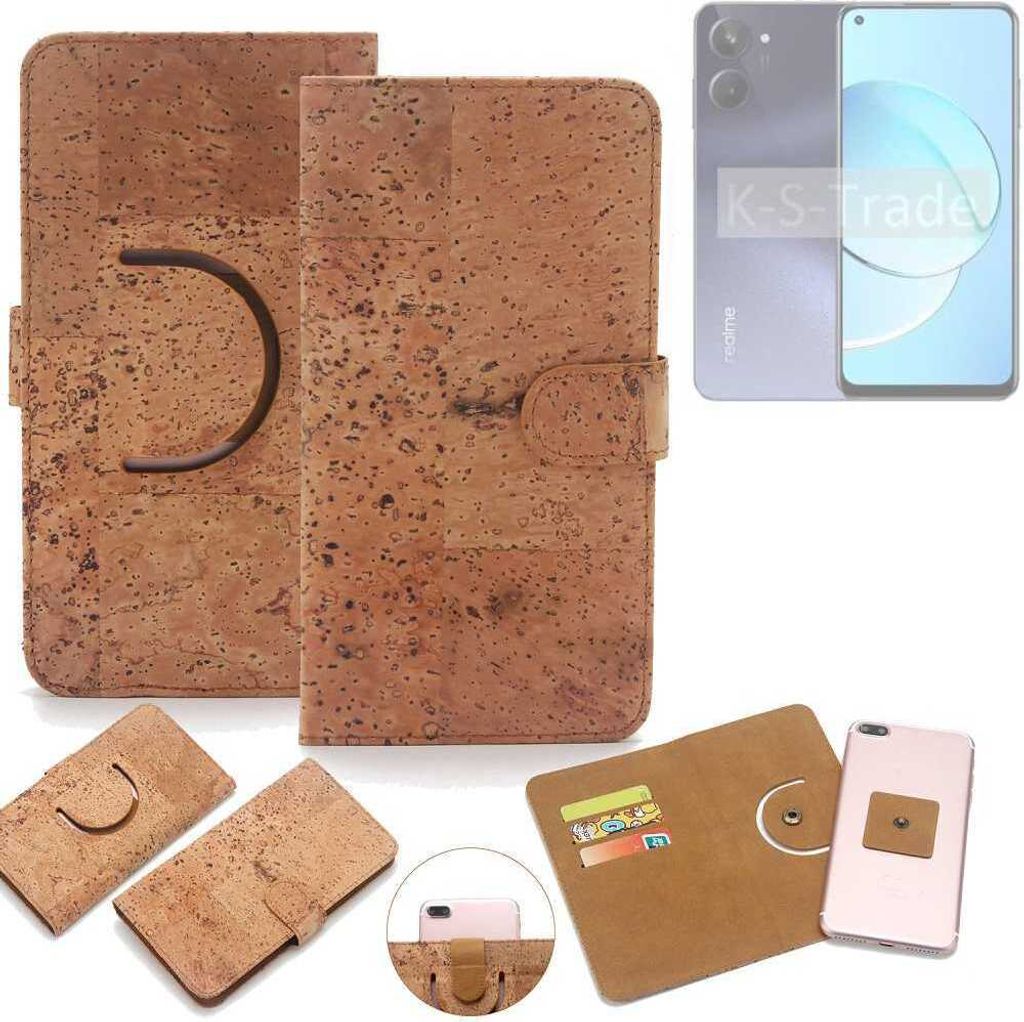 K-S-Trade Handy-Hülle Schutz-Hülle kompatibel mit Realme 10 Handyhülle Schutzhülle Korkhülle Kork-Hülle 1x