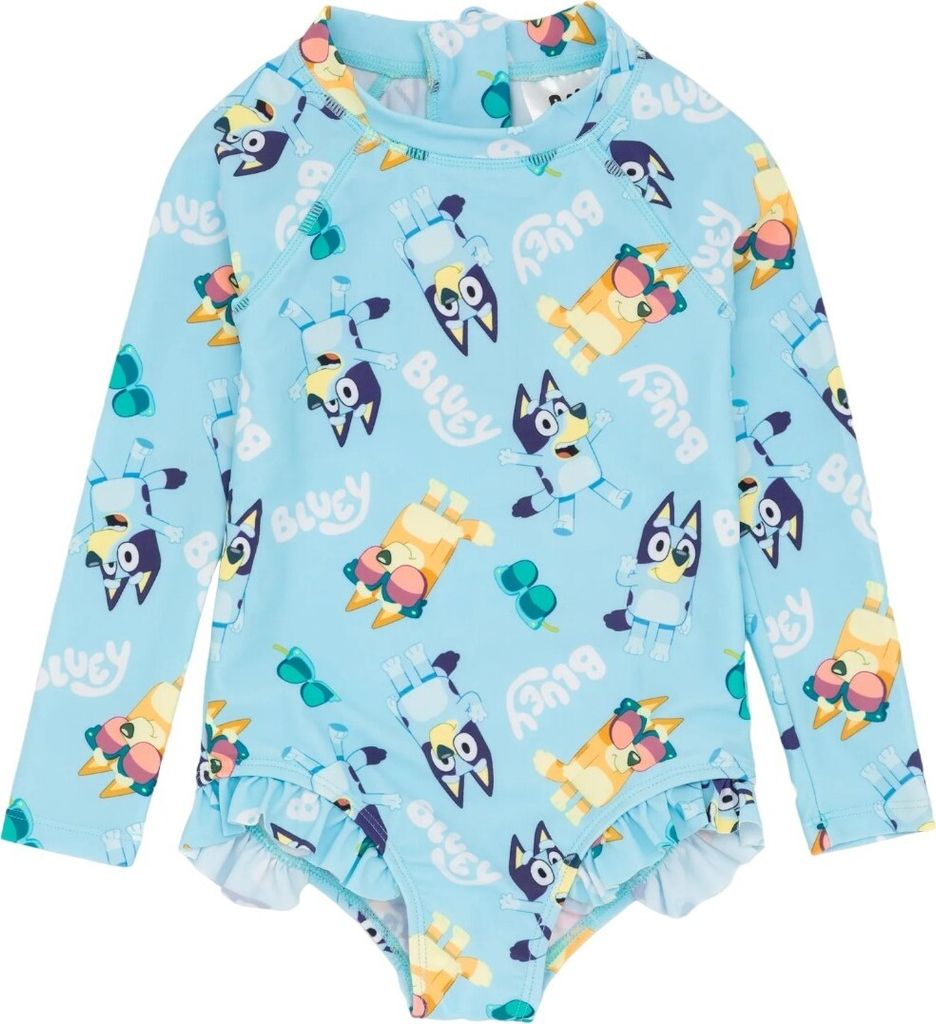 Bluey - Badeanzug für Mädchen NS7436 (116) (Pastellblau/Pink/Weiß)