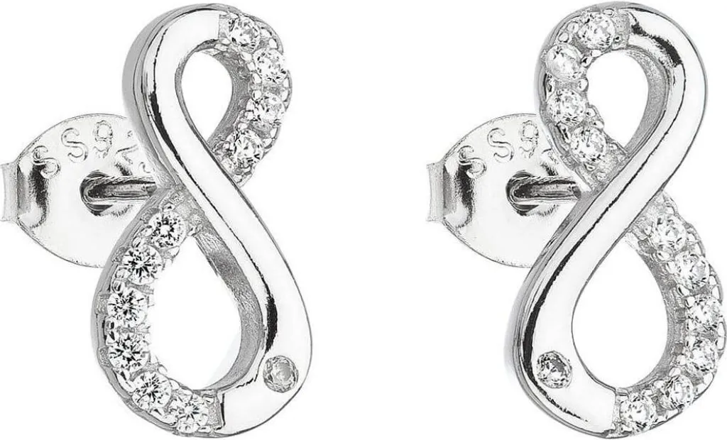 Boucles infini argent rhodié et oxydes de zirconium blancs 11017.1