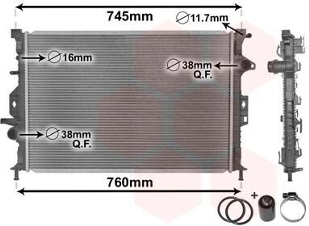 VAN WEZEL 18002425 Kühler Wasserkühler Motorkühler für FORD FOCUS III Turnier MONDEO IV Turnier (BA7) S-MAX (WA6) FOCUS III C-Max II GALAXY (WA6)