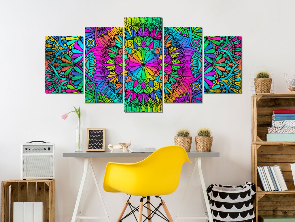 Akustikbild Abstrakt 200x100 cm Bilder Akustikschaum Hochleistungsschallabsorber Schallschutz Leinwand 5 tlg Wandbild Raumakustik Schalldämmung f-...