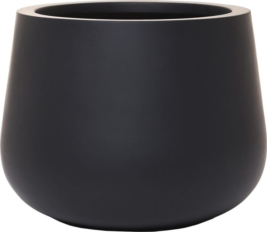 VIVANNO Blumentopf Fiberglas GIRAR Rund, Anthrazit matt - 36x27 cm