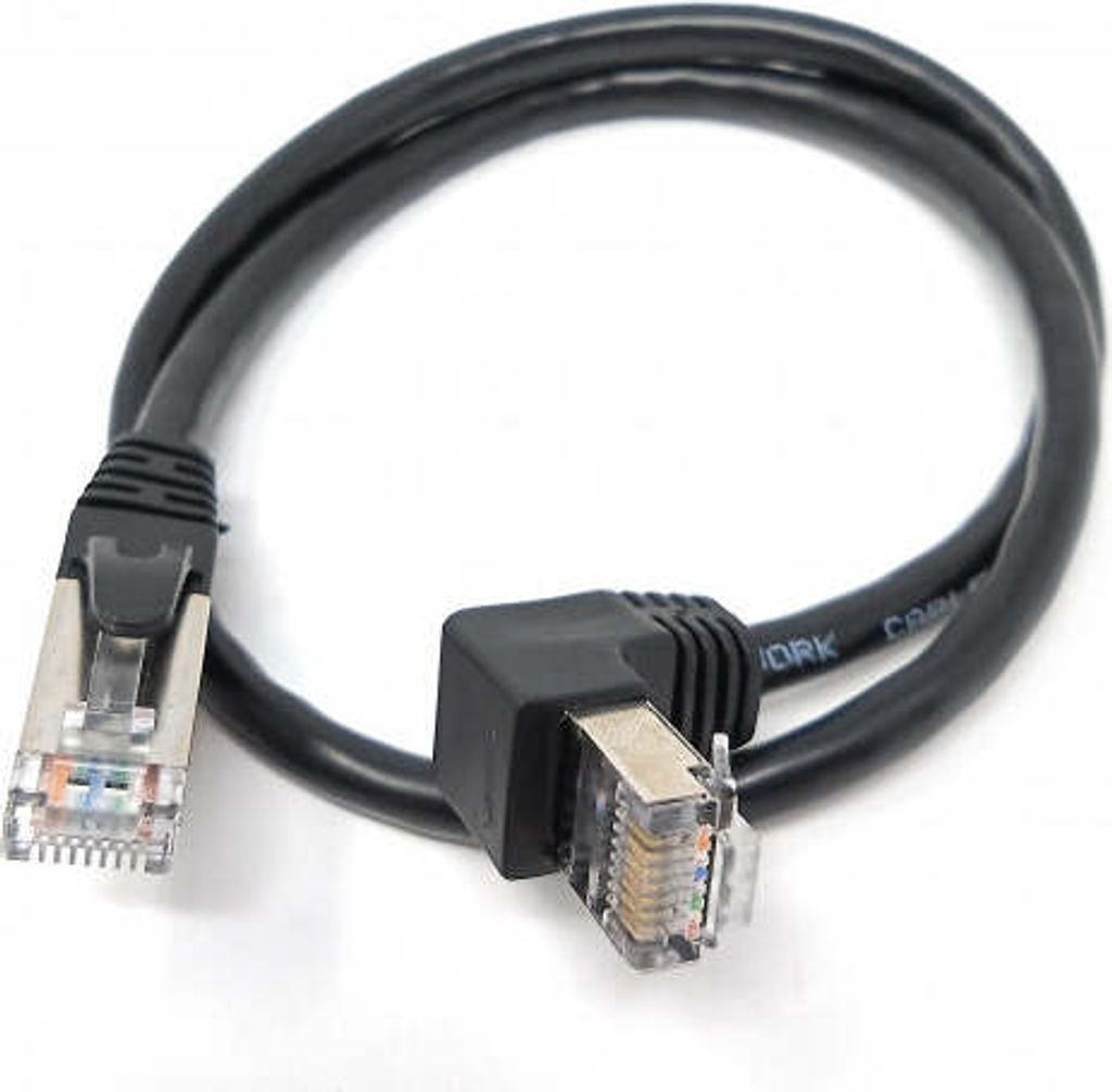 LAN Kabel 0,5 m RJ45 Stecker Ethernetkabel Netzwerkkabel Winkel in Schwarz