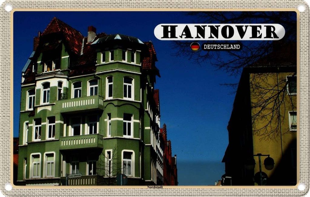 vianmo Blechschild 20x30 cm Hannover Nordstadt Gebäude Bildmotiv Reisemotiv Abenteuer Reisen Urlaub