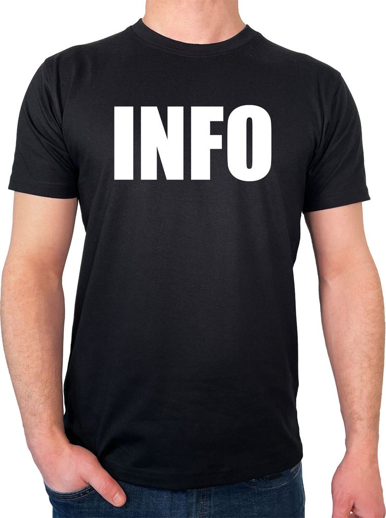 Huuraa Herren T-Shirt Info Symbol M Black Bio Baumwolle Fairtrade Herrenshirt Geschenkidee