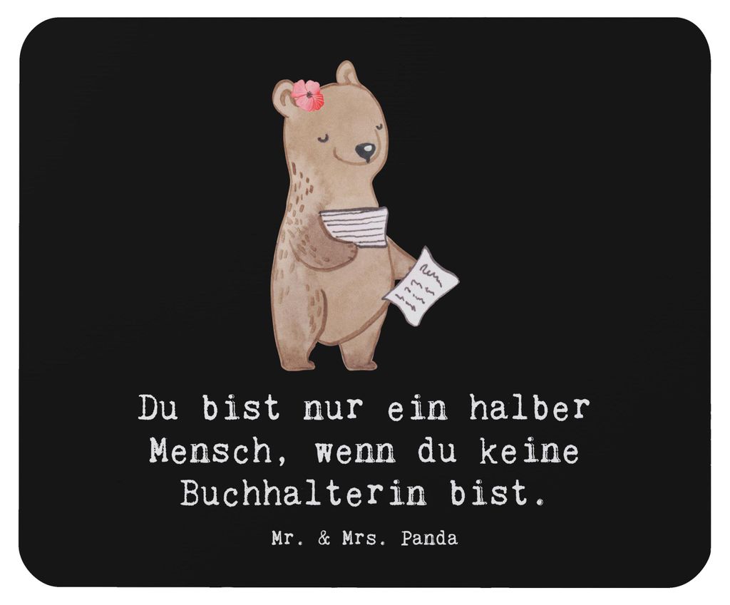 Mr. & Mrs. Panda Mouse Pad Buchhalterin Herz - Schwarz - Geschenk, Mauspad, Beruf, computer mousepad, Spruch, Witzig, Lustig, laptop, Buchhalter
