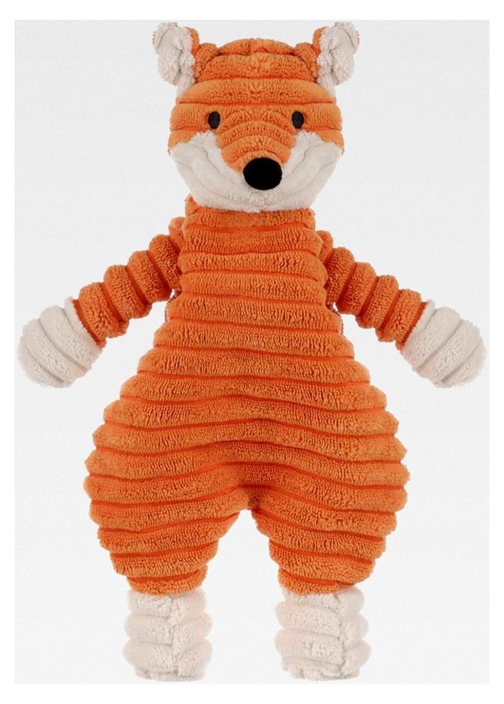 Orange Cord Fuchs Weiche Sicherheitsdecke Schmusetuch für Babys, Plüsch Schnuffeltuch, Beruhigungstuch, 26 cm