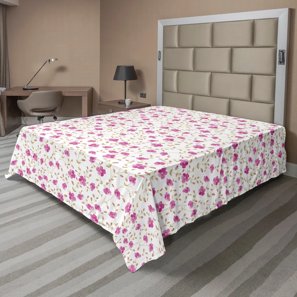 Drap Plat Décoratif Grand Format 266x260 cm Design Fleurs Girly