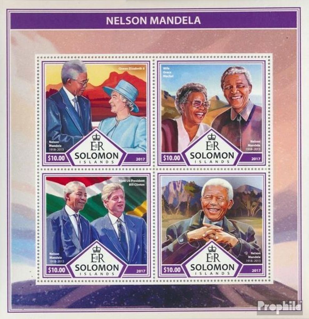 Briefmarken Salomoninseln 2017 Mi 4622-4625 Kleinbogen (kompl. Ausg.) postfrisch Nelson Mandela