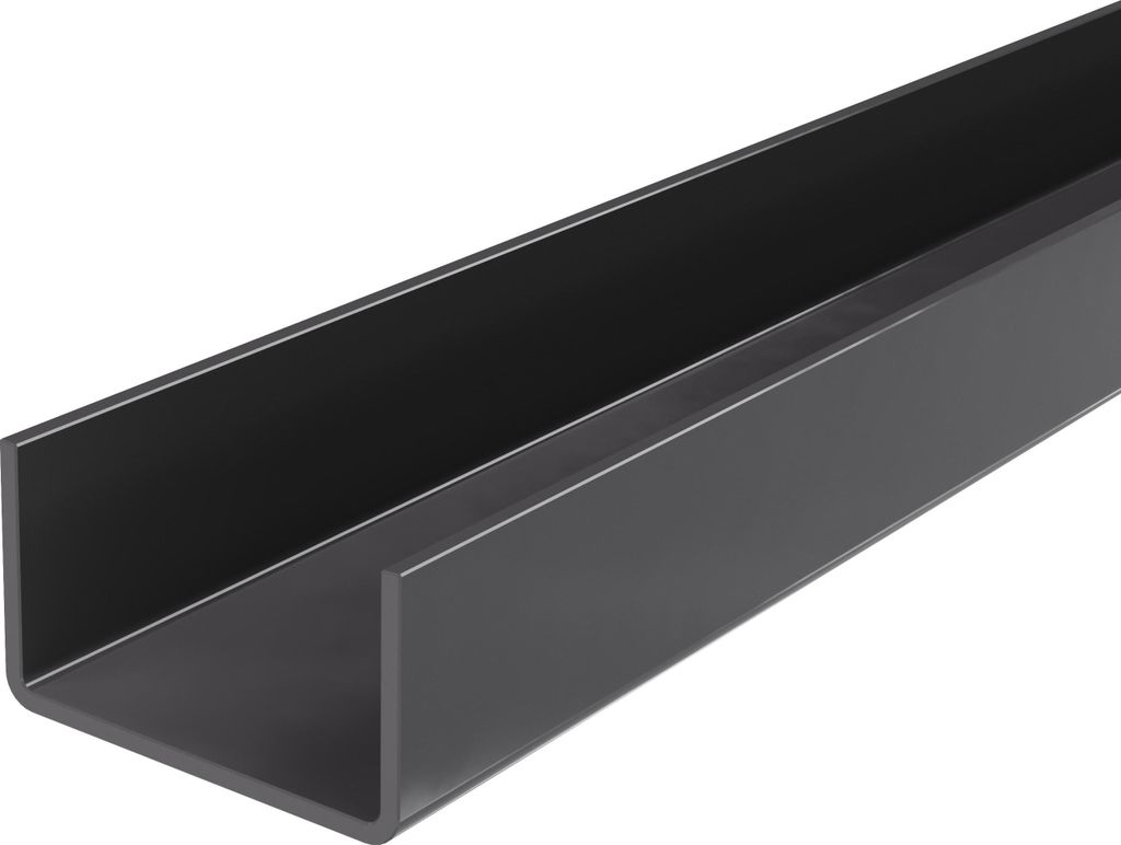 LogistSystem - U-Profil 25x25x2 Verzinkter Stahl + lackiert RAL7016 Anthrazit Länge 500 mm (50cm) - Stahl mit hoher Stabilität und Biegefestigkei...