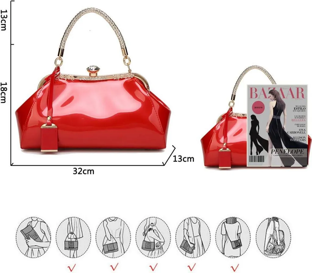 Borsa a Mano Rossa Coolives | Pelle Verniciata Elegante per Matrimoni - 5