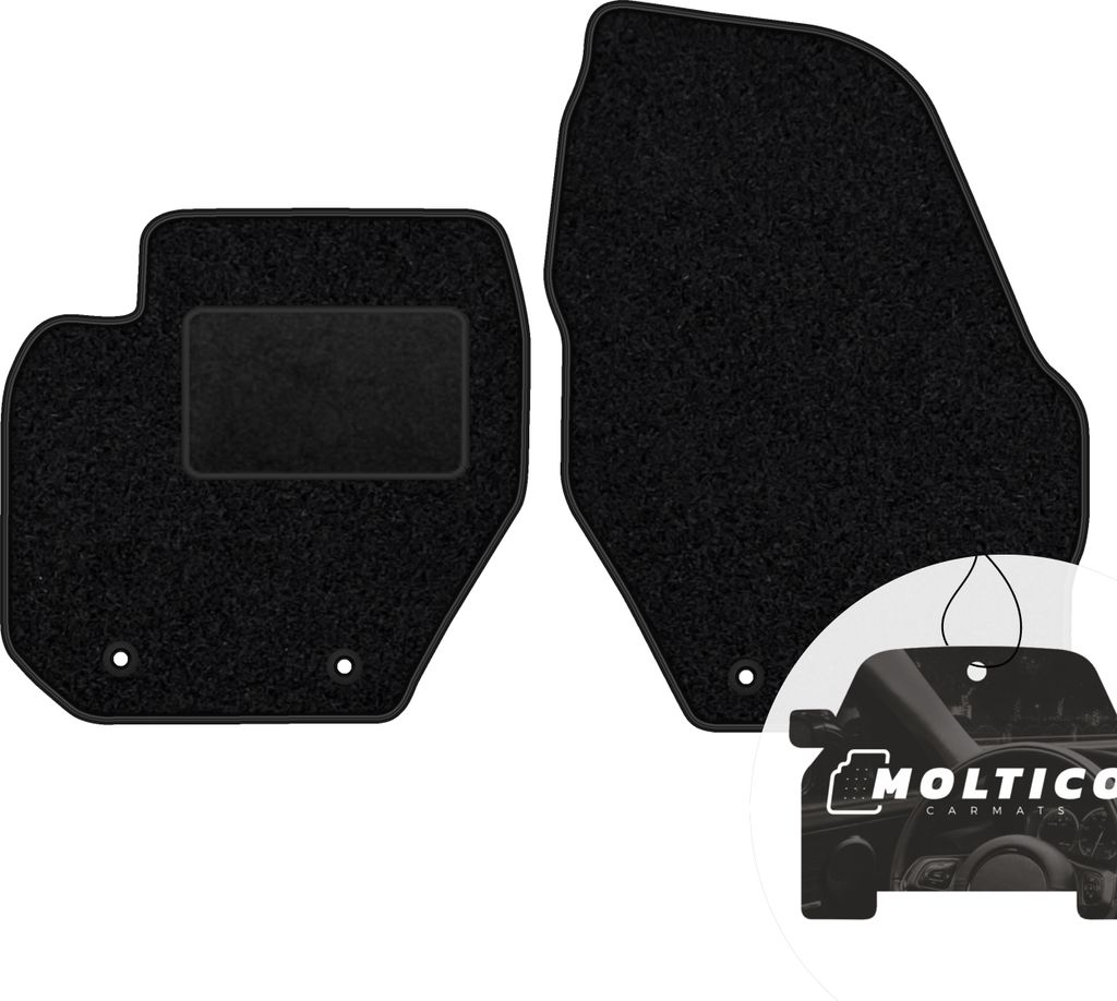 moto-MOLTICO Vorne Fußmatten Auto Velours Autoteppiche Schwarz Automatten Set 2-teilig passend für Volvo S60 II V60 2010–2018