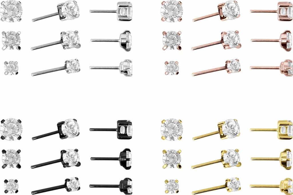 Piercing-Zubehör Titan Aufsatz mit Push Pin EINGEFASSTER KRISTALL Schwarz Kristallgröße: 2mm