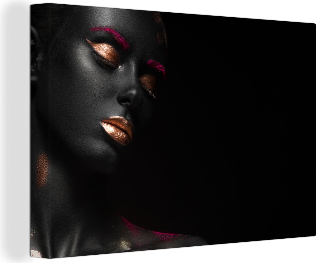 OneMillionCanvasses - Leinwandbilder - 150x100 cm, Frau - Schwarz - Gold, Wandbilder Kunstdruck Wanddekoration
