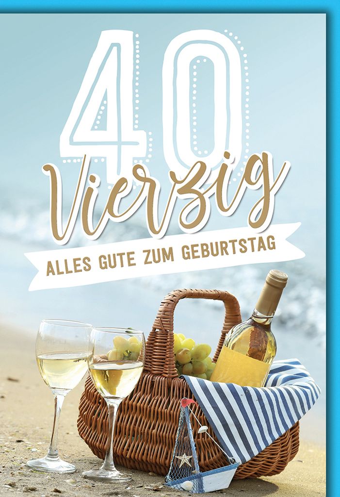 40. Geburtstag Picknickkorb alles Gute Glückwunschkarte mit Umschlag