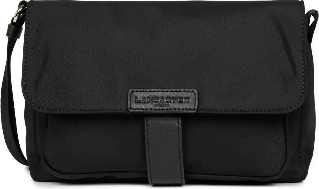 Lancaster Sac rabat porté croisé Noir - Sacoche cuir Foulonné Piqué