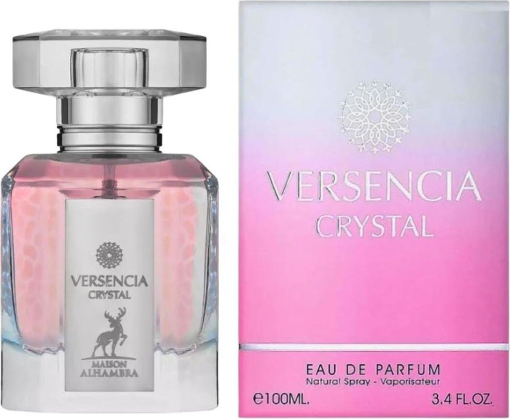A product shot of a perfume bottle and its packaging.
