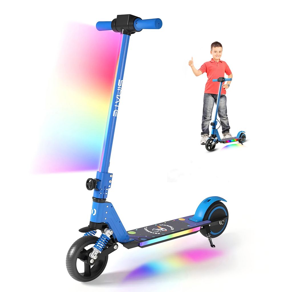 Elektroscooter Kinder 130W Motor 14Km/h Elektroroller LCD-Display E Scooter Für Kinder Und Jugendliche Bis 70kg Klappbar E Roller- Blau