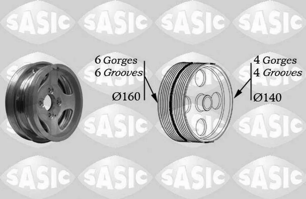 Poulie vilebrequin SASIC 2156037 haute résistance aux vibrations moteur