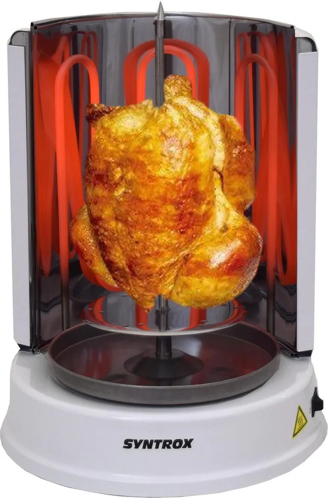 Gril à poulet rotatif avec pics à brochettes et bac à graisse - 3