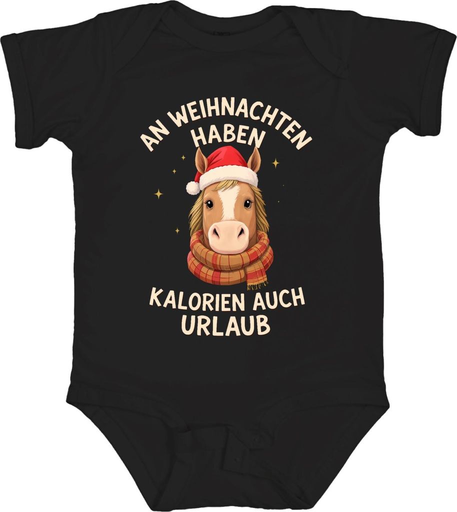 An Weihnachten haben Kalorien Urlaub Pferd lustig Unisex Baby Body, Schwarz, 0/3