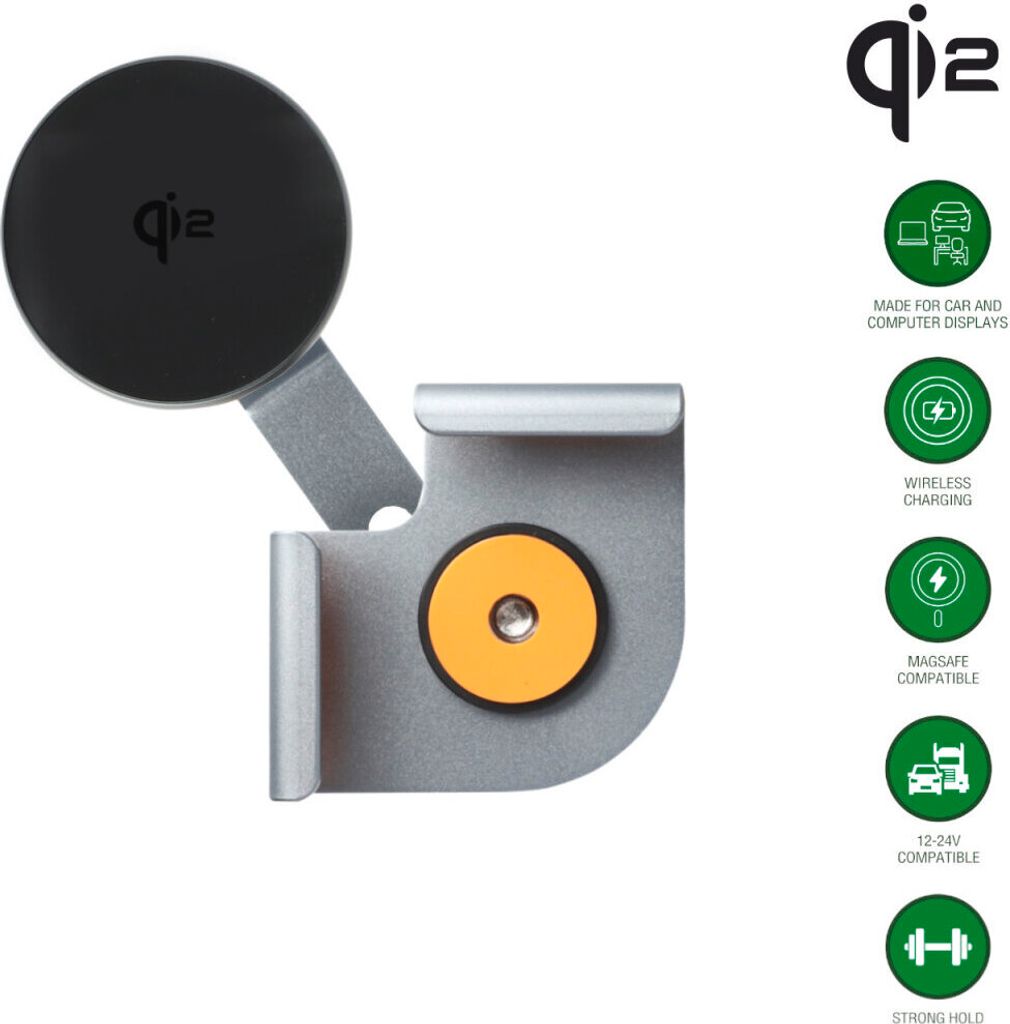 4smarts, Magnetische Auto-Halterung Qi2 Wireless Charger Tesla kompatibel, Silber