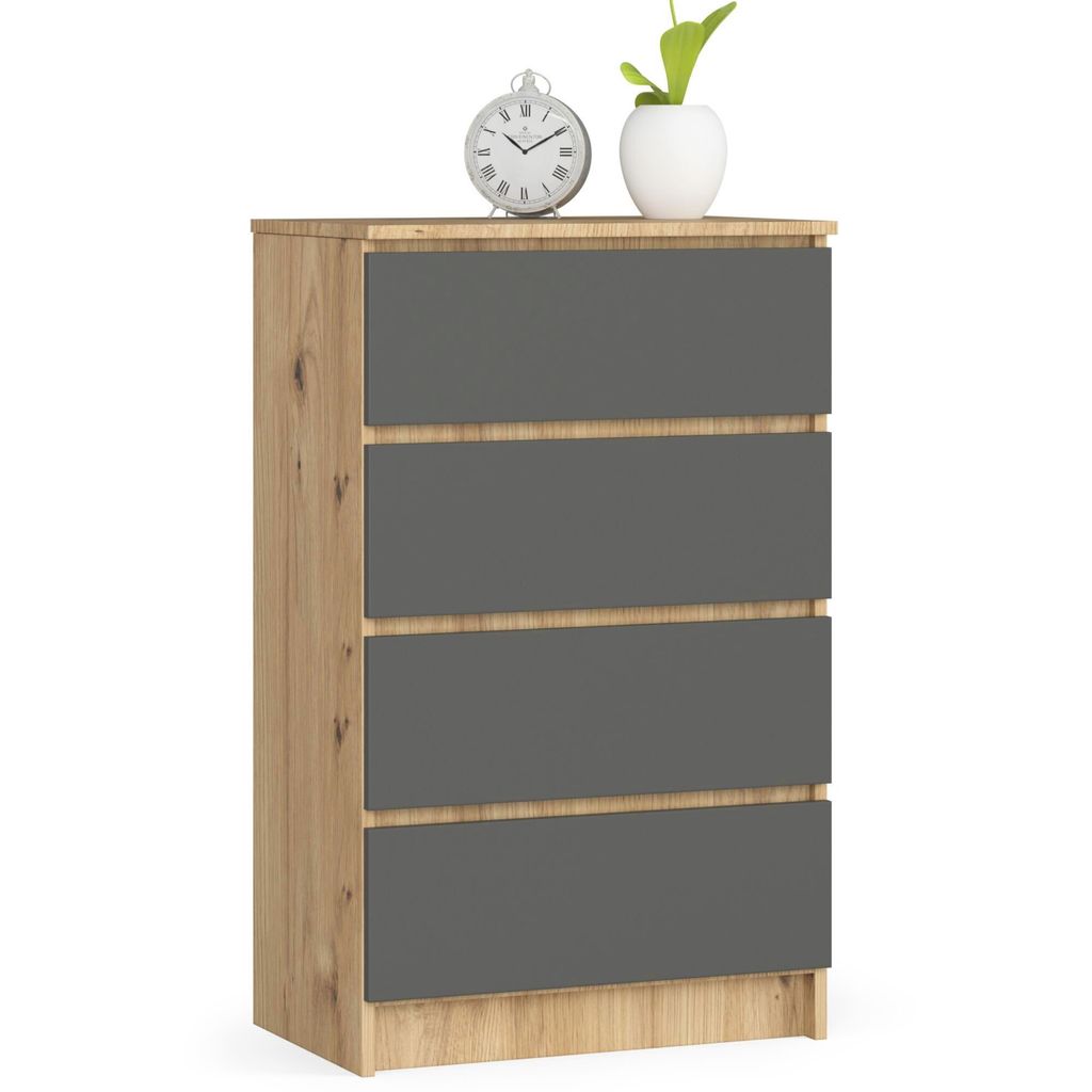 Kommode AKORD K60 Eiche Artisan 60 cm 4 Schubladen Front Produktbild 