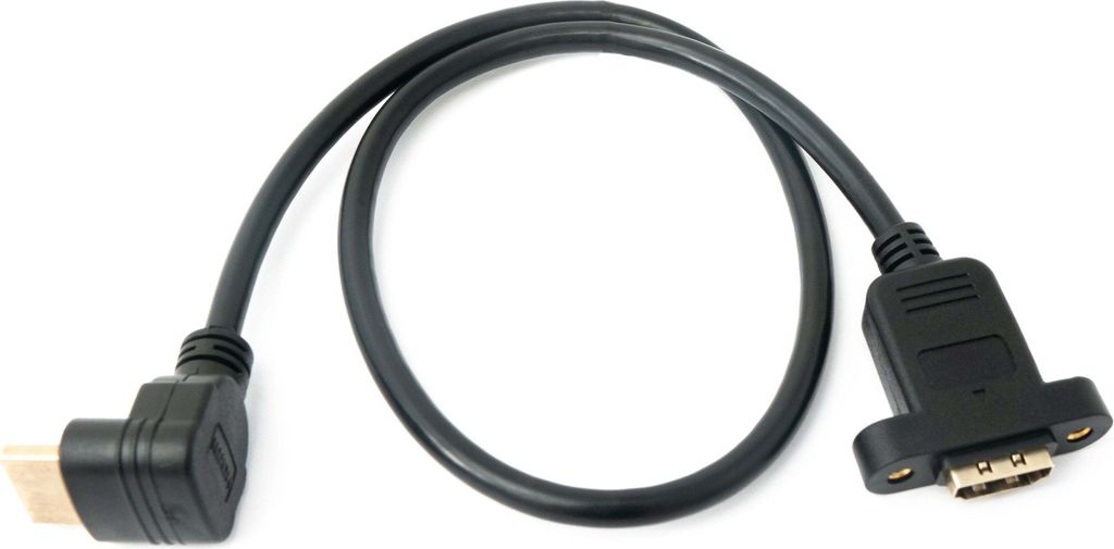 SYSTEM-S HDMI 1.4 Kabel 30 cm Stecker zu Buchse Schraube Winkel in Schwarz