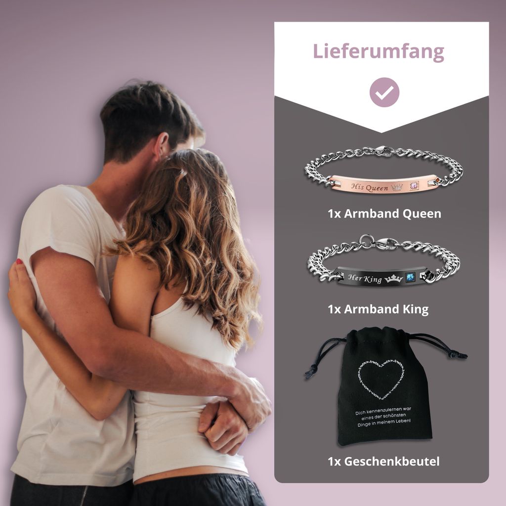 Her King His Queen Partner Armband Armbänder Paar Pärchen Produktbild 4
