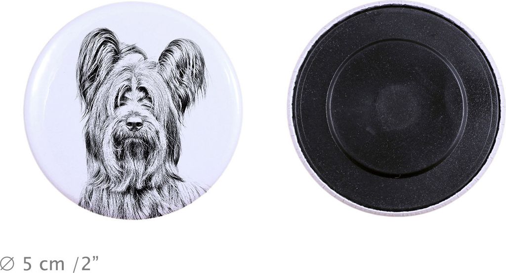 Skye Terrier Magnet mit einem Hundepfotenabdruck, außergewöhnlich leicht, starker Magnet, handgefertigtes Produkt der Marke Art-Dog