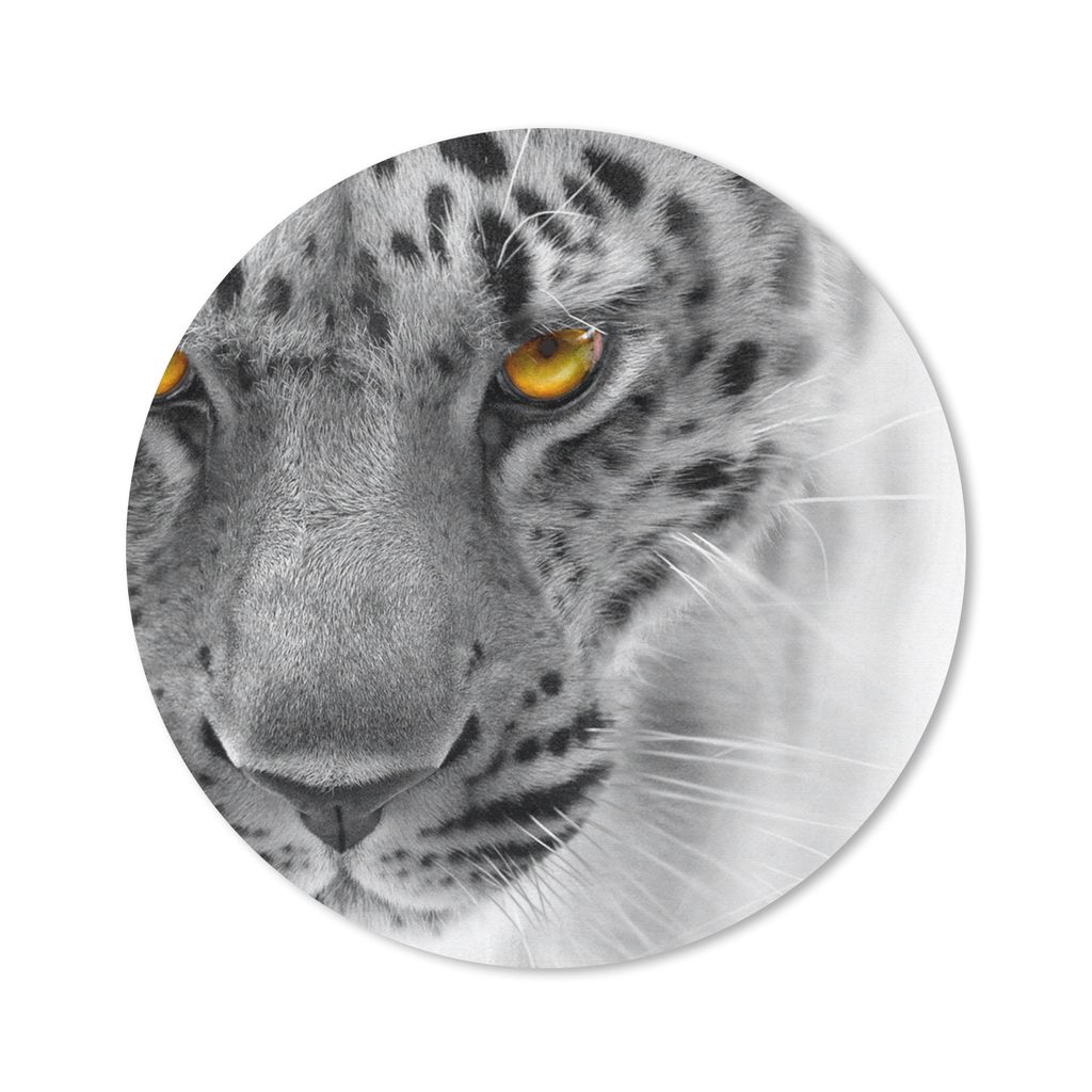 MuchoWow Mauspad Mousepad Leopard - Augen - Schwarz - Weiß 20x20 cm - Mousepads - Maus Mat - Pad - Mausunterlage - Schreibtischmatte