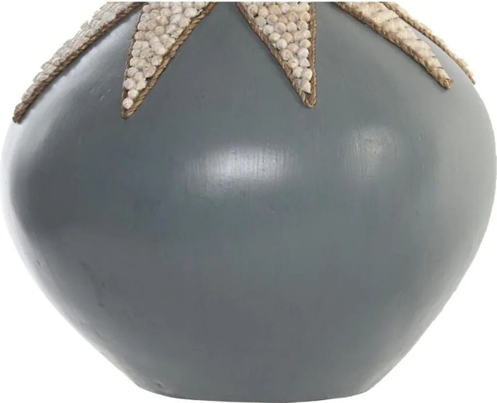Vase en Bambou Tressé Motif Coquillages Bleu et Blanc Set de 2 Objets - 3