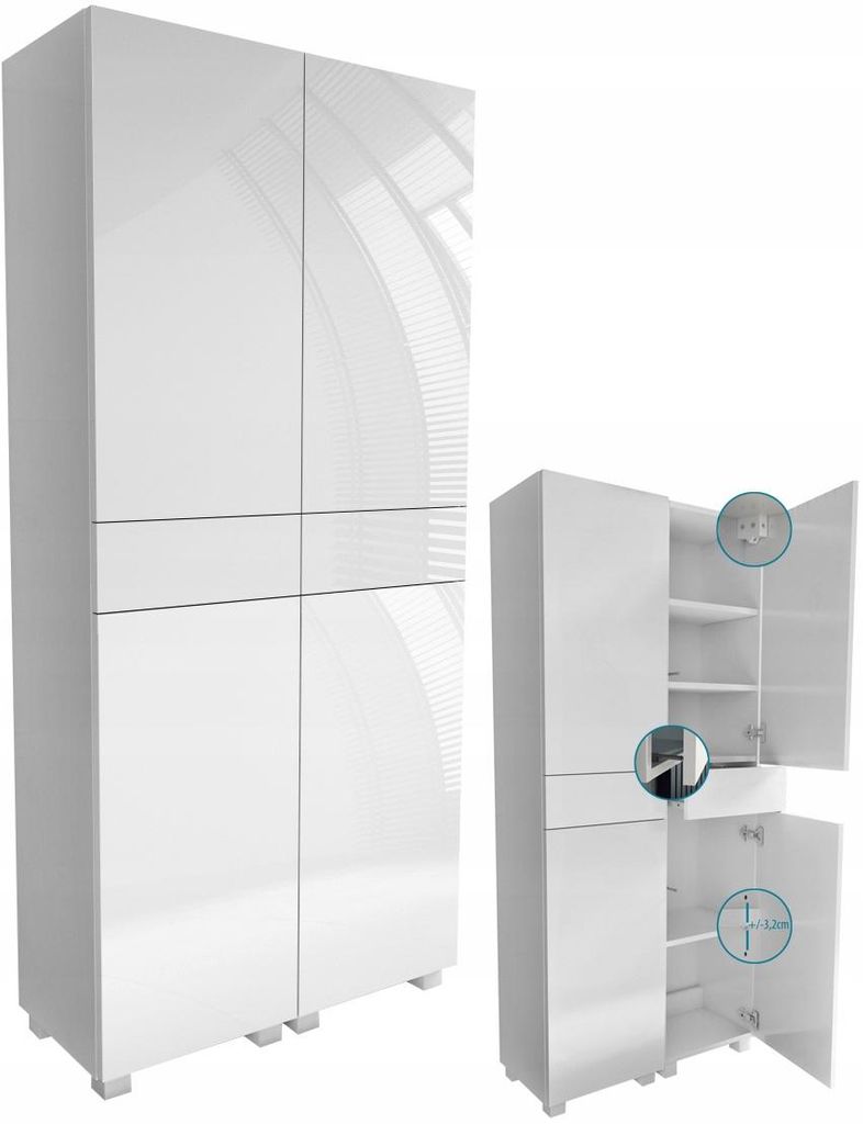 słupek łazienkowy 80cm (2x40) wiszący stojący biały mat + Zdjęcie produktu 