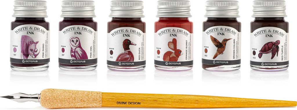 Write and Draw Ink Set DESERT, Zeichentusche, 6 x 10 ml mit Schreibfeder