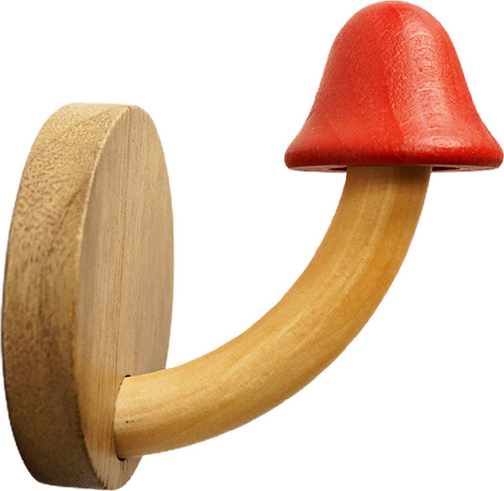 Wandhaken aus Holz in Pilzform, niedlich, ohne Bohren, robust, multifunktional, für Schlüssel, Taschen, Handtücher, Kleidung, Regenschirme, Tür...