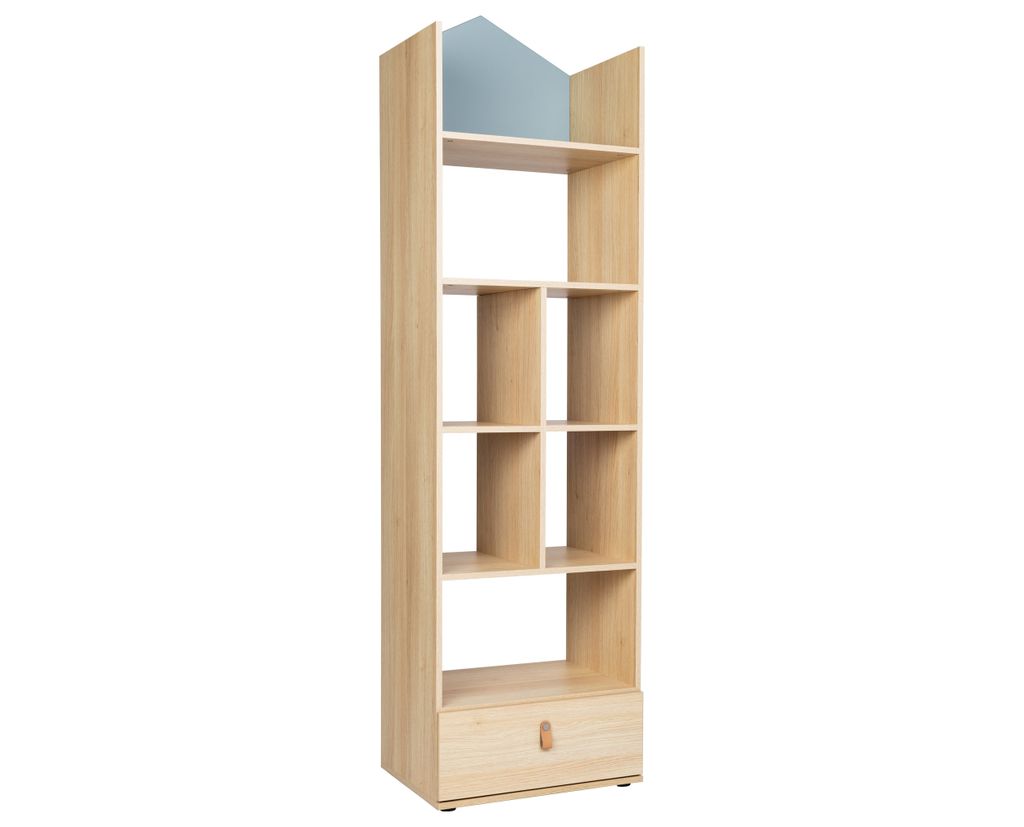 Standregal mit 7 offenen Fächern und einem Schubkasten Nagano Oak / Salbei