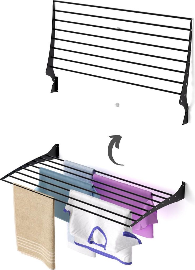 Wäscheständer für die Wand, modern, kompakt und langlebig – Foxydry Fold 100 cm Schwarz