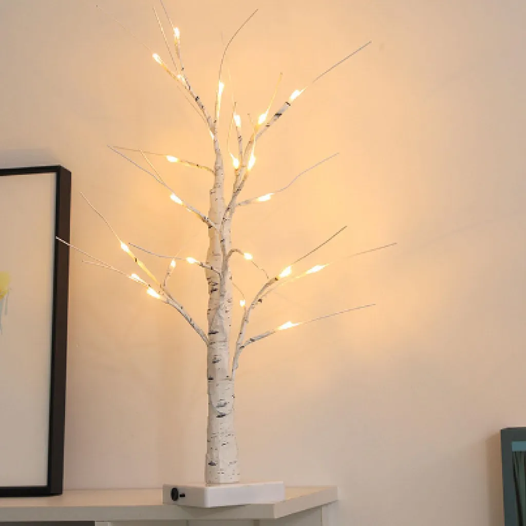 Bouleau illuminé 60cm avec branches réglables et LED blanc chaud décor - 4