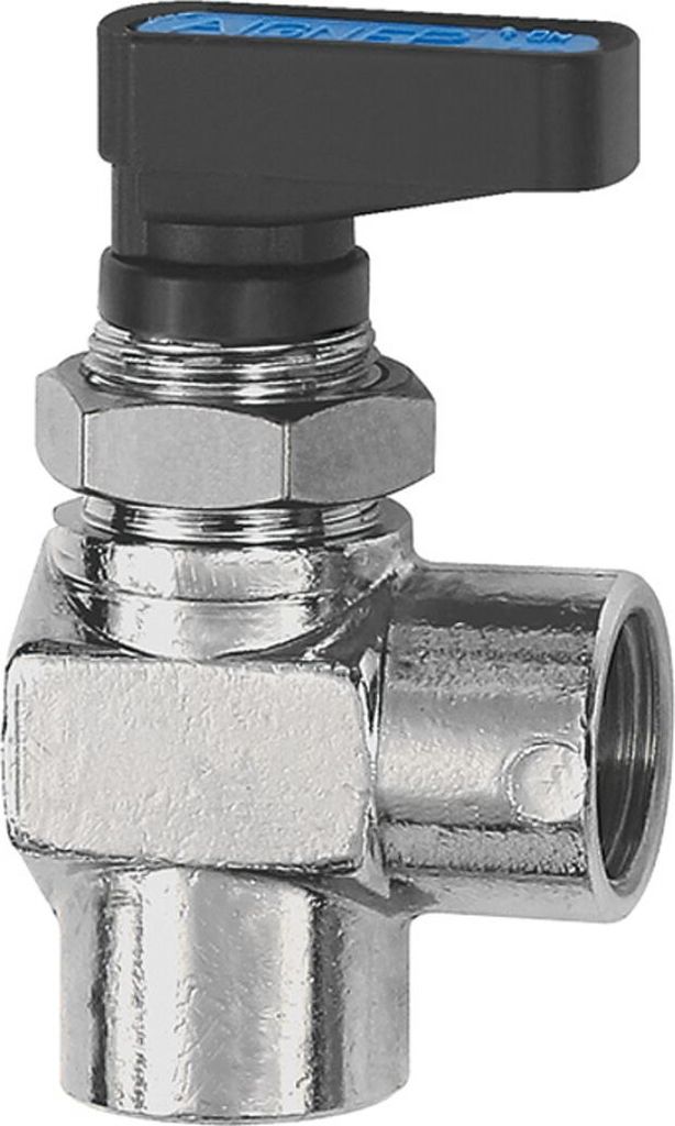 Riegler Winkel-Mini-Kugelhahn, Schalttafeleinbau, MS verchromt, G 1/8 IG