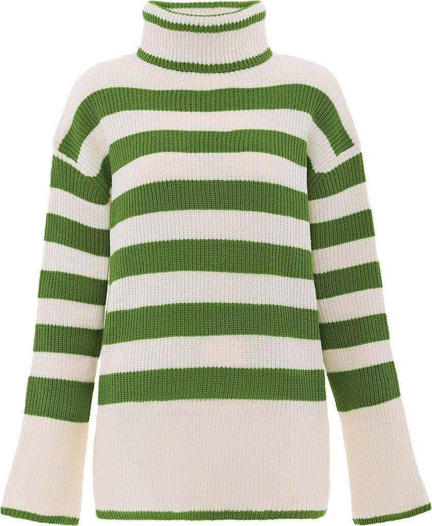 blonda damen pullover - wollweiss dunklegrün, XS/S