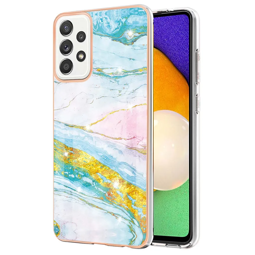 Custodia per Samsung Galaxy A52 5G / 4G, sottile marmo antiurto morbido TPU custodia paraurti Oro