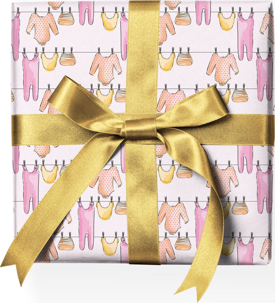 Rosa Baby Geschenkpapier zur Babyshower, Taufe, Geburtfür Mädchen - G23015, 32 x 48cm