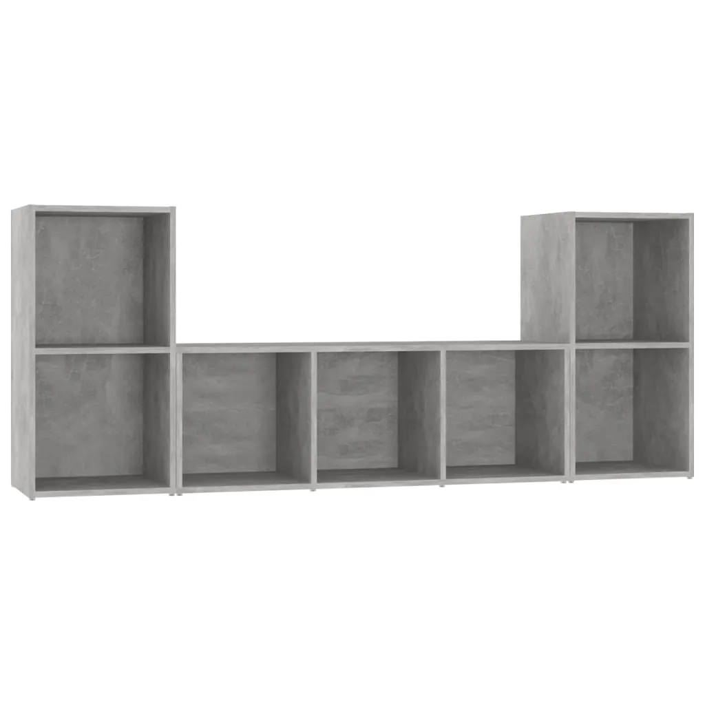 vidaXL Set di mobili TV a 3 pezzi in legno grigio cemento