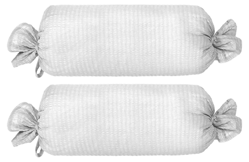 Nackenrollenbezug Wertingen 2er-Pack Edel-Seersucker weiß 40x15 cm Ø