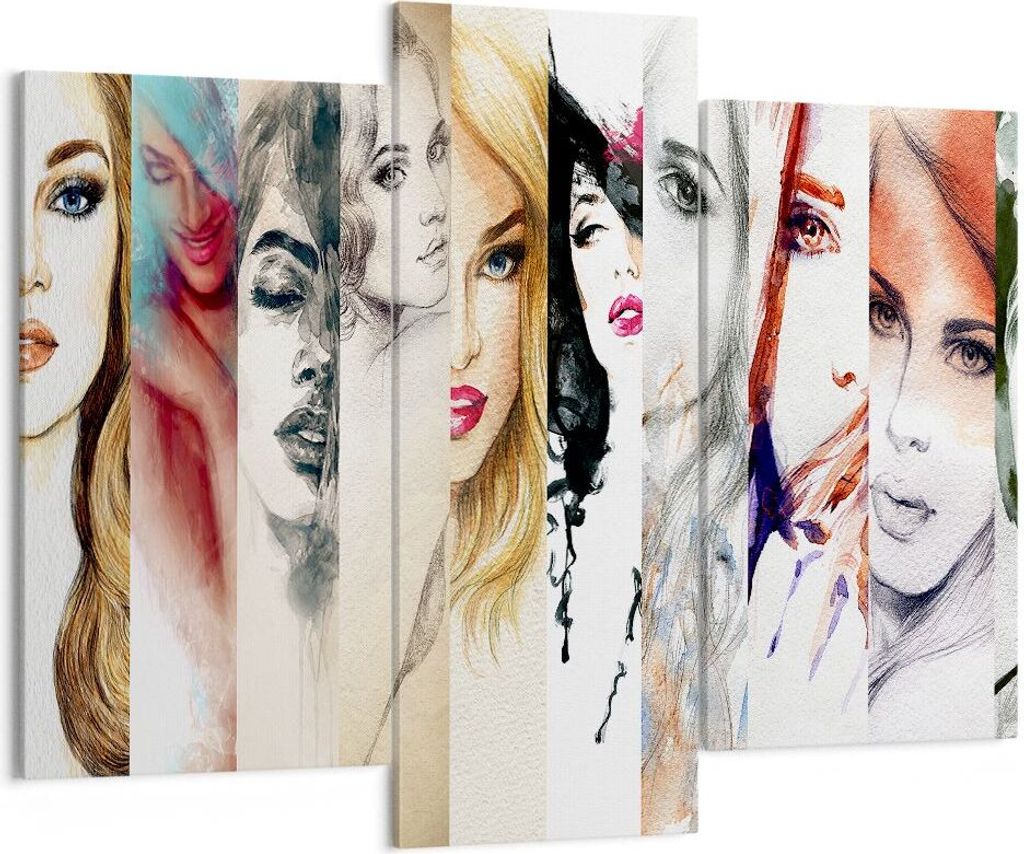 Bild auf Leinwand - Leinwandbild - Frauen Schönheit Dame Illustration - 130x100cm - Wand Bild - Wanddeko - Leinwanddruck - Bilder - Kunstdruck - L...