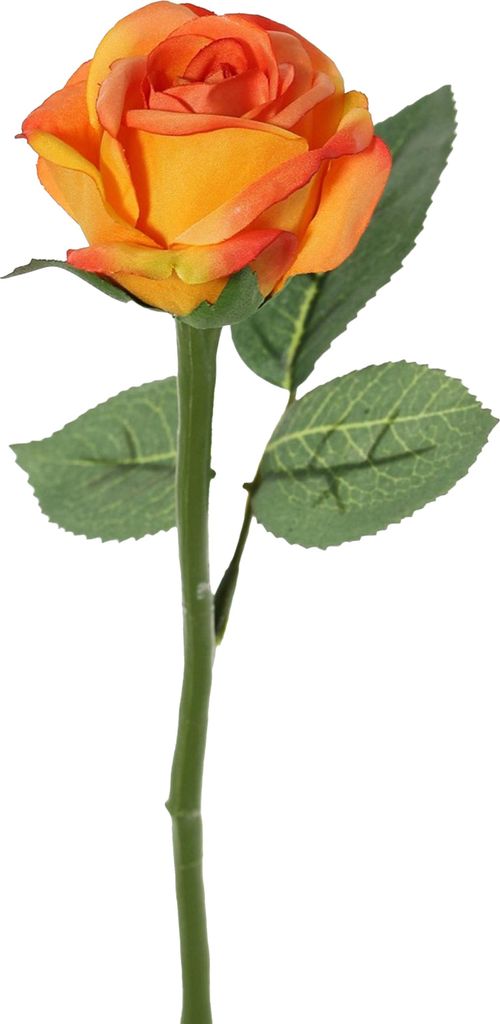 Kunstliche Blume Rose Nina - orange - 27 cm - Kunststoffstiel - Dekoration Blumen