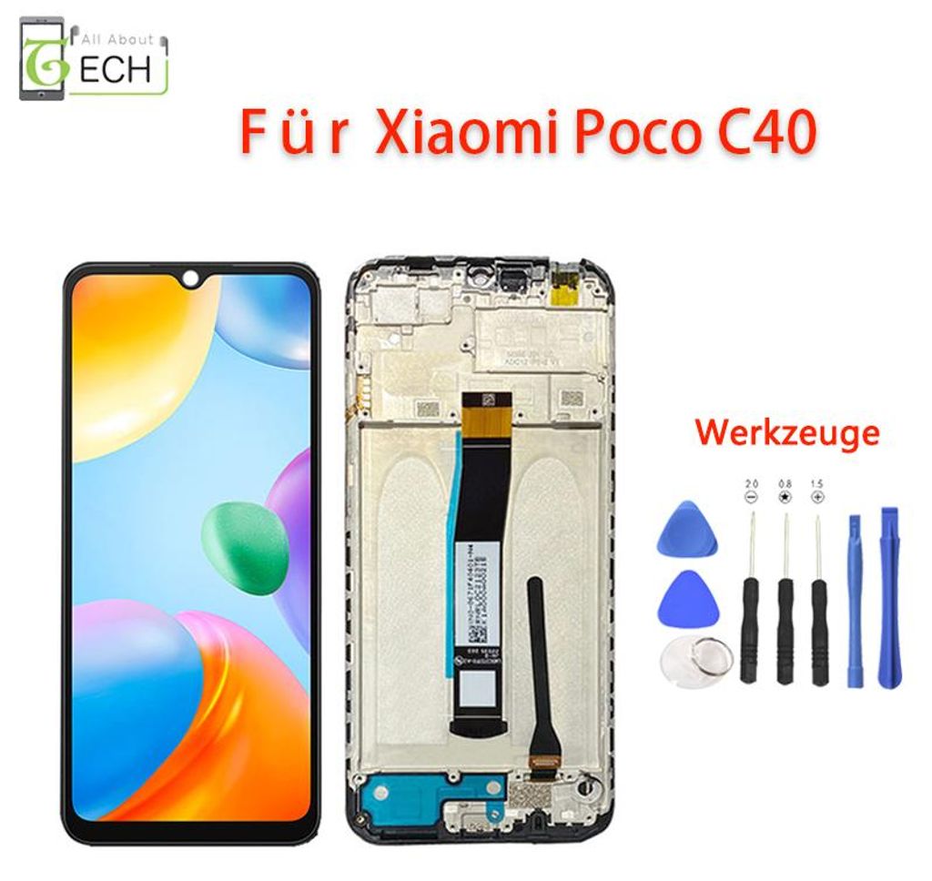 Für Xiaomi Poco C40 LCD Display mit Rahmen (220333QPG) Touch Screen Bildschirm