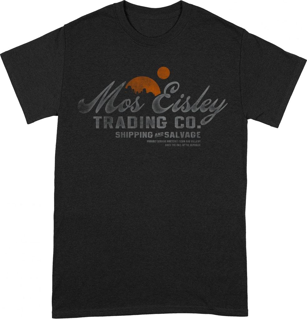 Star Wars - "Mos Eisley Trading Co" T-Shirt für Herren/Damen Uni BI198 (L) (Schwarz/Orange/Grau)