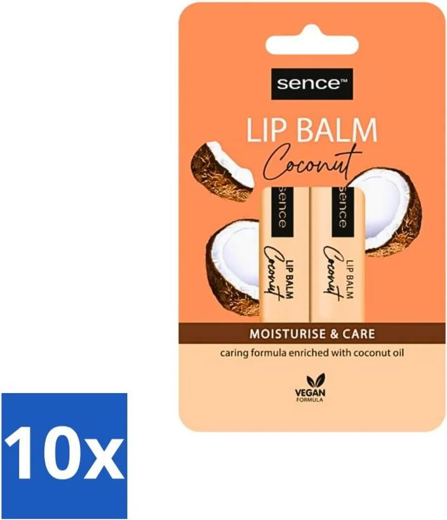 Sence - Moisturise & Care - Duo di balsami per labbra - Nutriente - 2 x 4,3 g - Confezione vantaggiosa - 10 pezzi