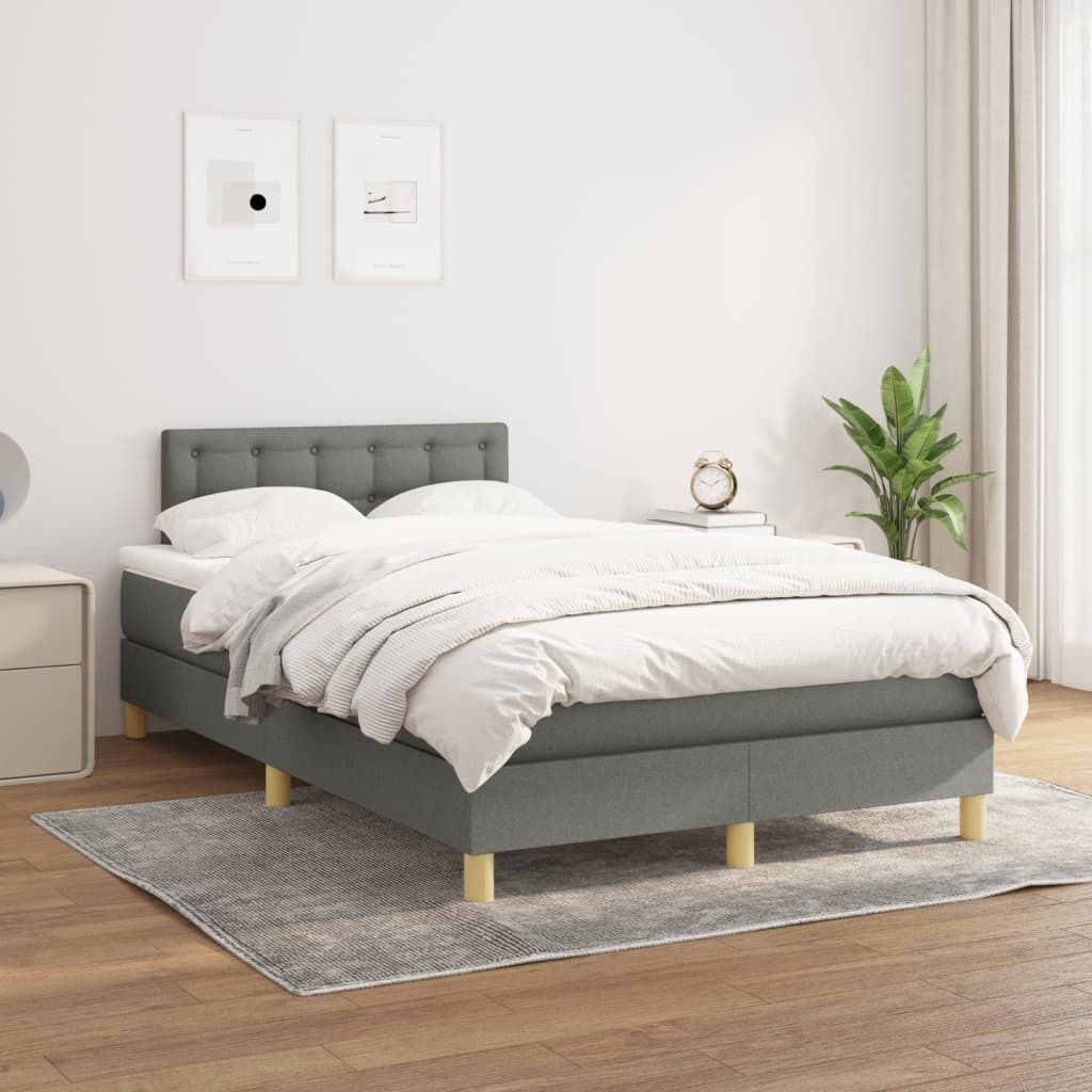 Maison Exclusive - Boxspringbett mit Matratze Dunkelgrau 120x200 cm Stoff